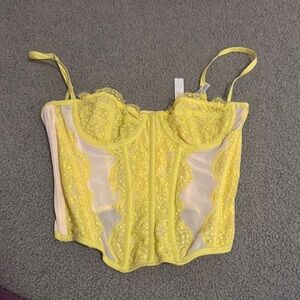 Urban Outfitters Yellow Lace Corset Top